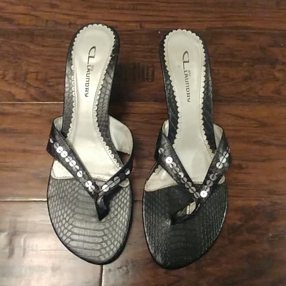 Black sequined dress sandals